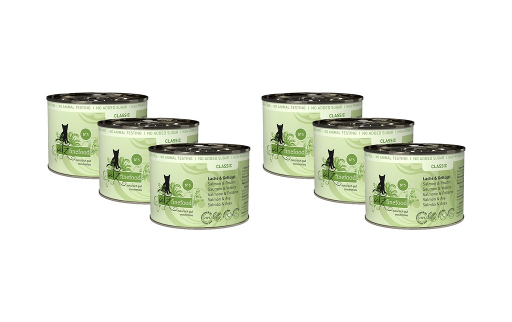 catz finefood Alimentation humide No.05 Saumon & volaille, 6 x 200 g