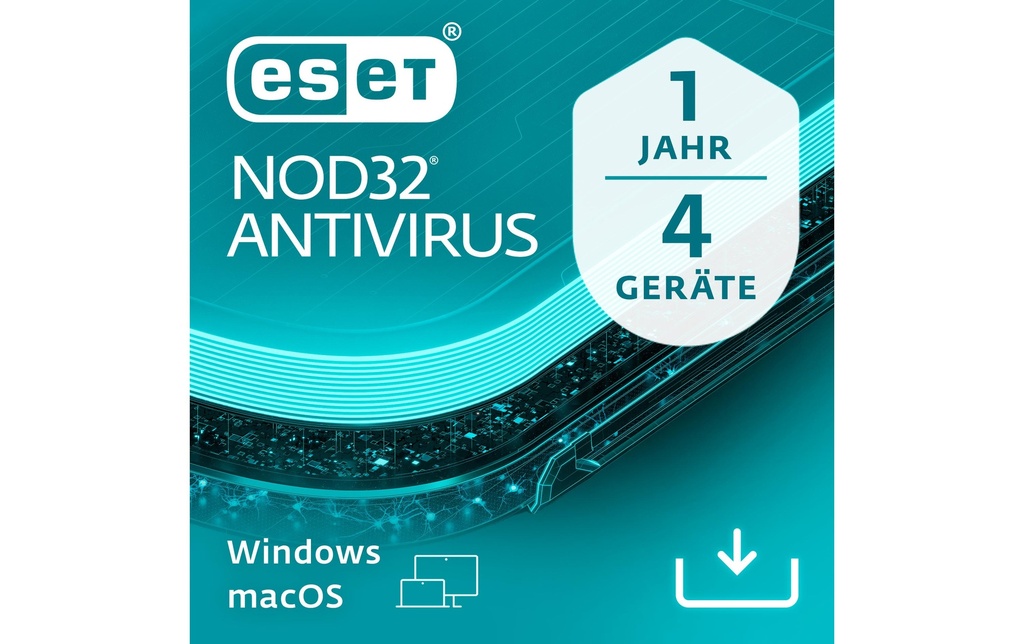 ESET NOD32 Antivirus Version complète, 4 utilisateurs, 1 an