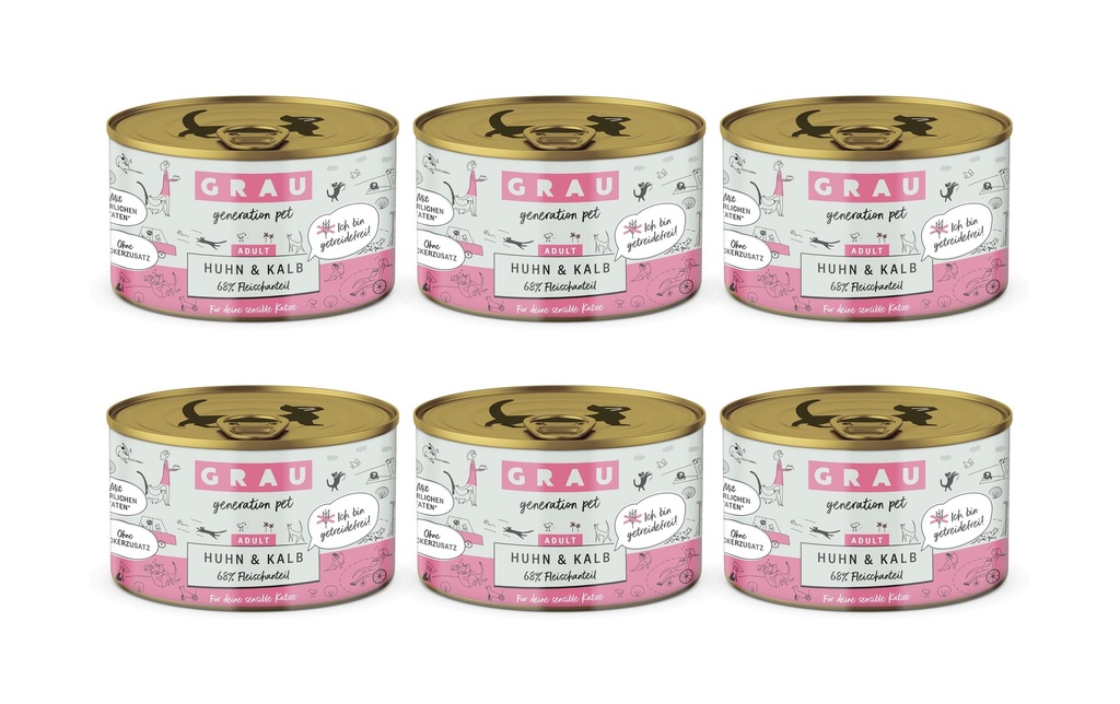 Grau Alimentation humide Poulet et veau 6 x 200 g