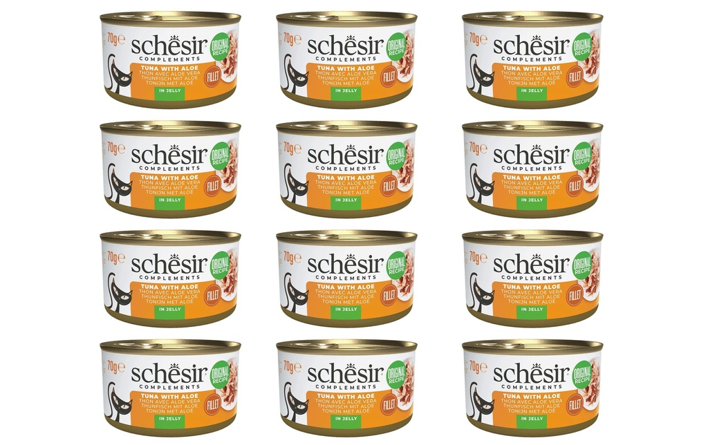 Schesir Alimentation humide Thon et gelée d'aloès 12 x 70 g