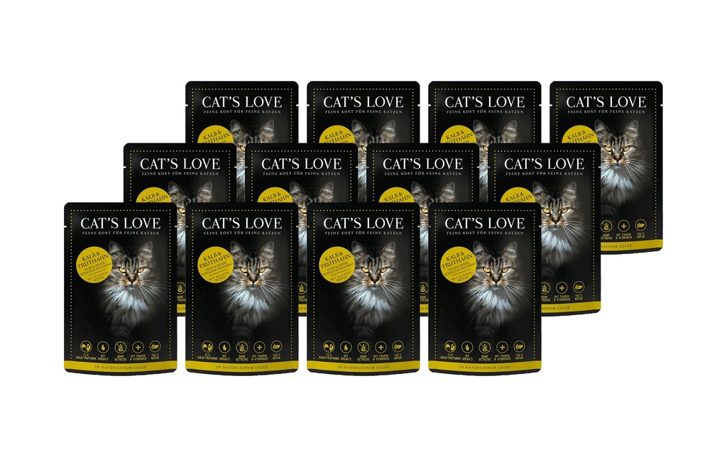 Cat's Love Alimentation humide Adult veau & dinde, 12 x 85 g