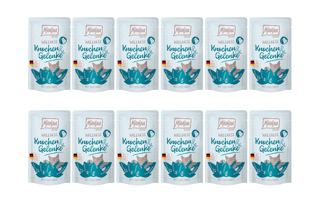 Mjamjam Alimentation humide Wellness Os & Articulations Poulet, 12 x 125 g