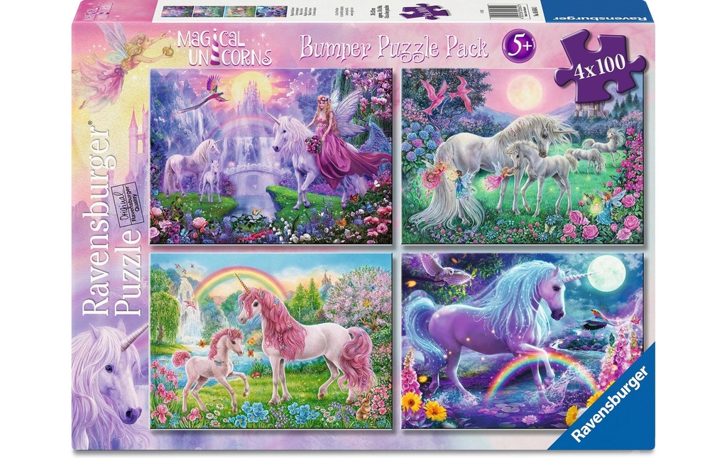 Ravensburger Puzzle pour enfants Licornes magiques 4 x 100 pièces
