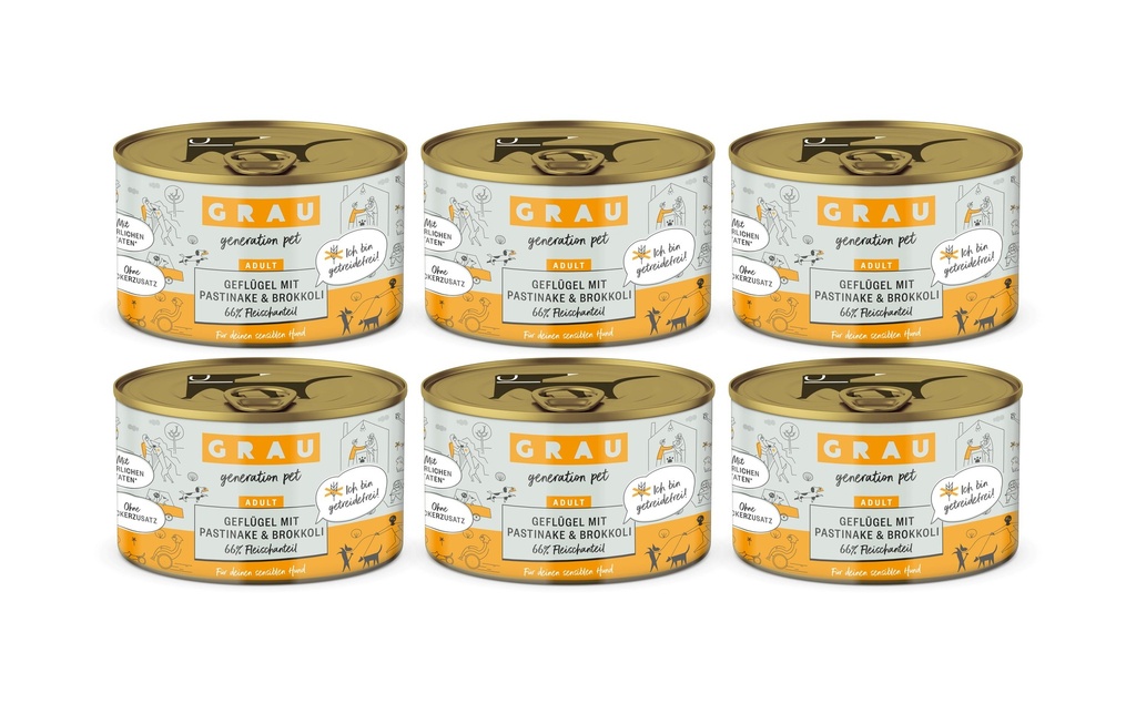Grau Alimentation humide Volaille, panais, brocoli 6 x 200 g