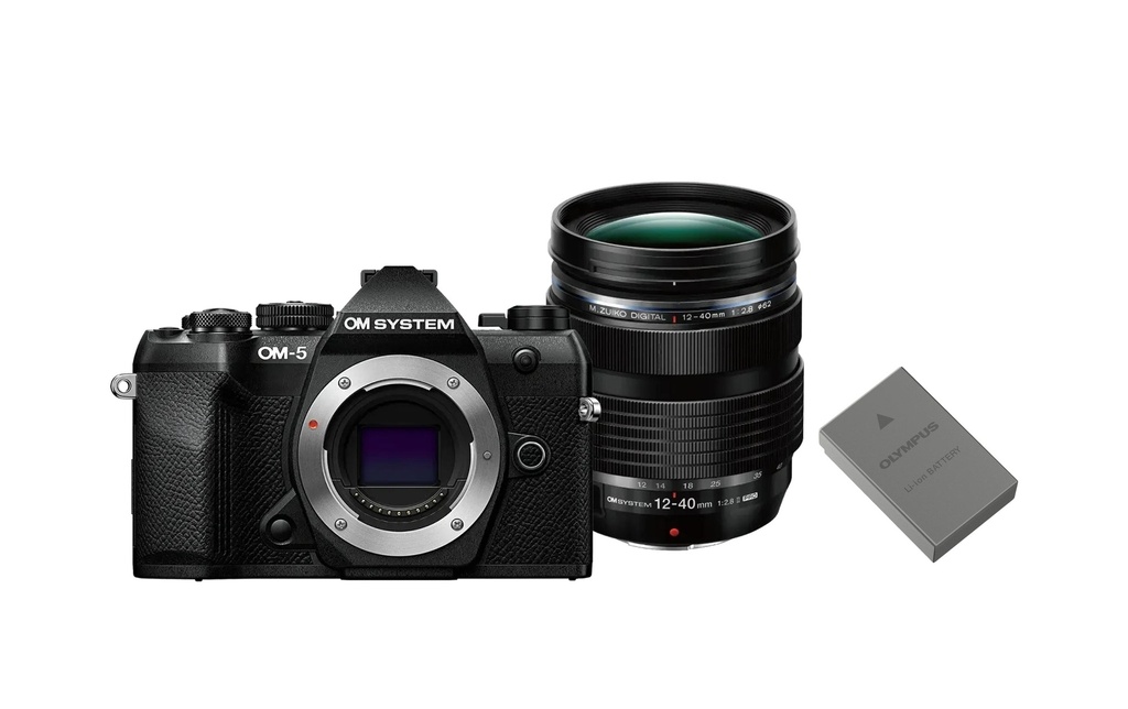 OM-System Appareil photo OM-5 II Noir + 12-40mm + kit batterie