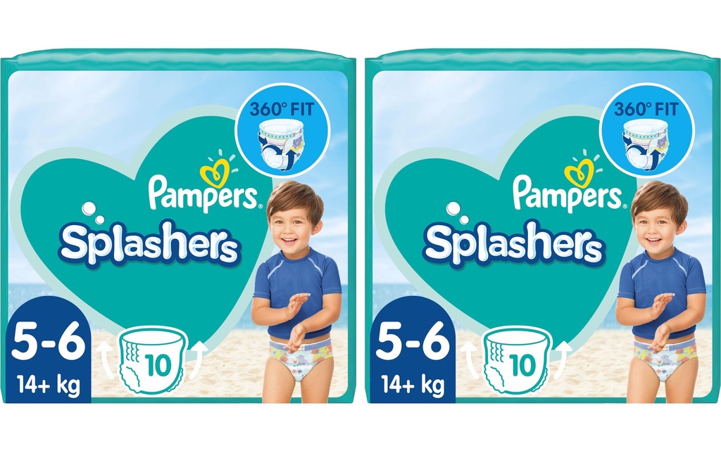 Pampers Couches Pack de transport Splashers Taille 5-6,  2x 10 pièces