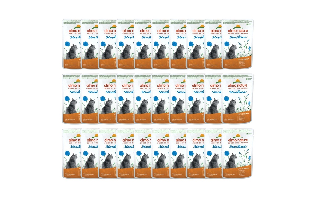 Almo Nature Alimentation humide Holistic Sterilised au poulet, 30 x 70 g