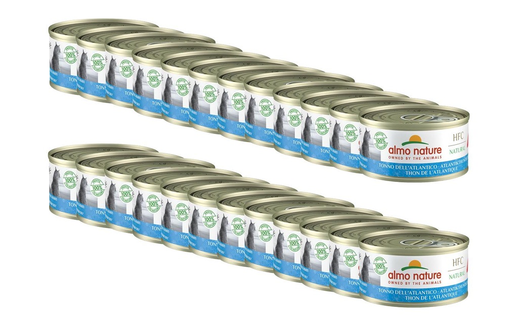 Almo Nature Alimentation humide HFC Natural Thon de l'Atlantique, 24 x 70 g