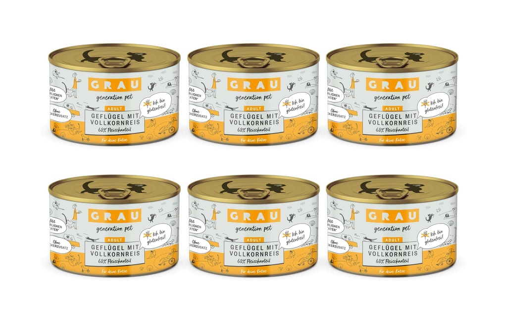 Grau Alimentation humide Volaille et riz complet 6 x 200 g