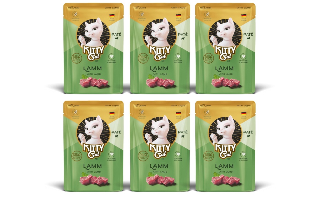 KITTY Cat Alimentation humide Pouch Paté à l'agneau 6 x 85 g