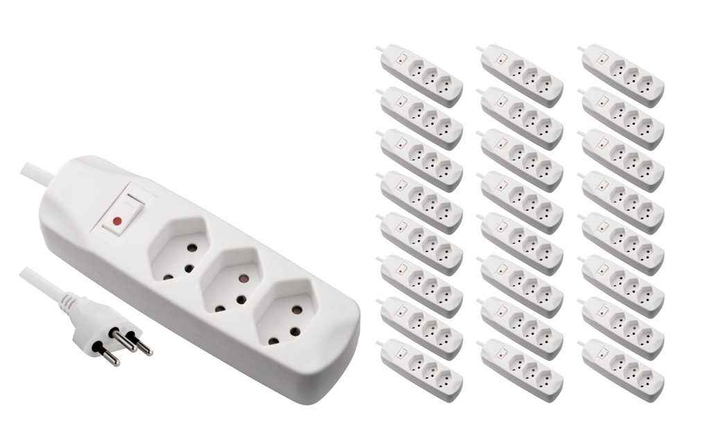 FURBER.power Bloc multiprises 3x T13 avec interrupteur, 25 pièces, blanc