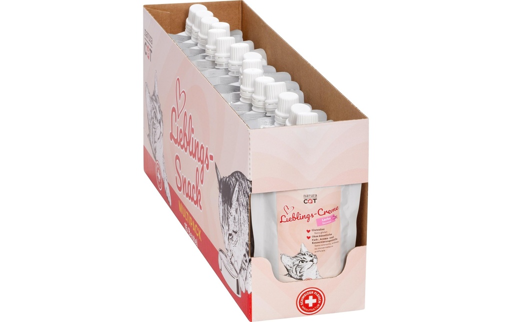 naturaCat Collation pour chat Saumon crème préféré, 15 x 100 g
