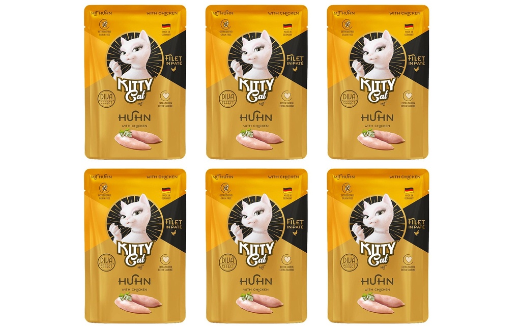 KITTY Cat Alimentation humide Filét Paté Pouch au poulet 6 x 85 g