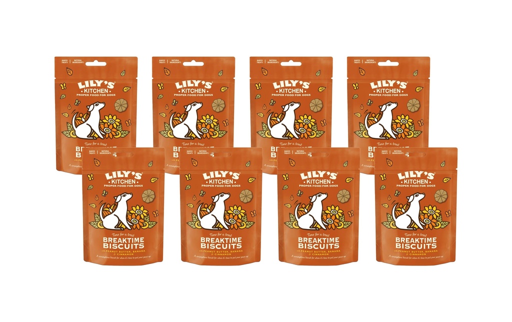 Lily's Kitchen Collation Breaktime Biscuits, Beurre de cacahuètes/banane, 8 x 80 g
