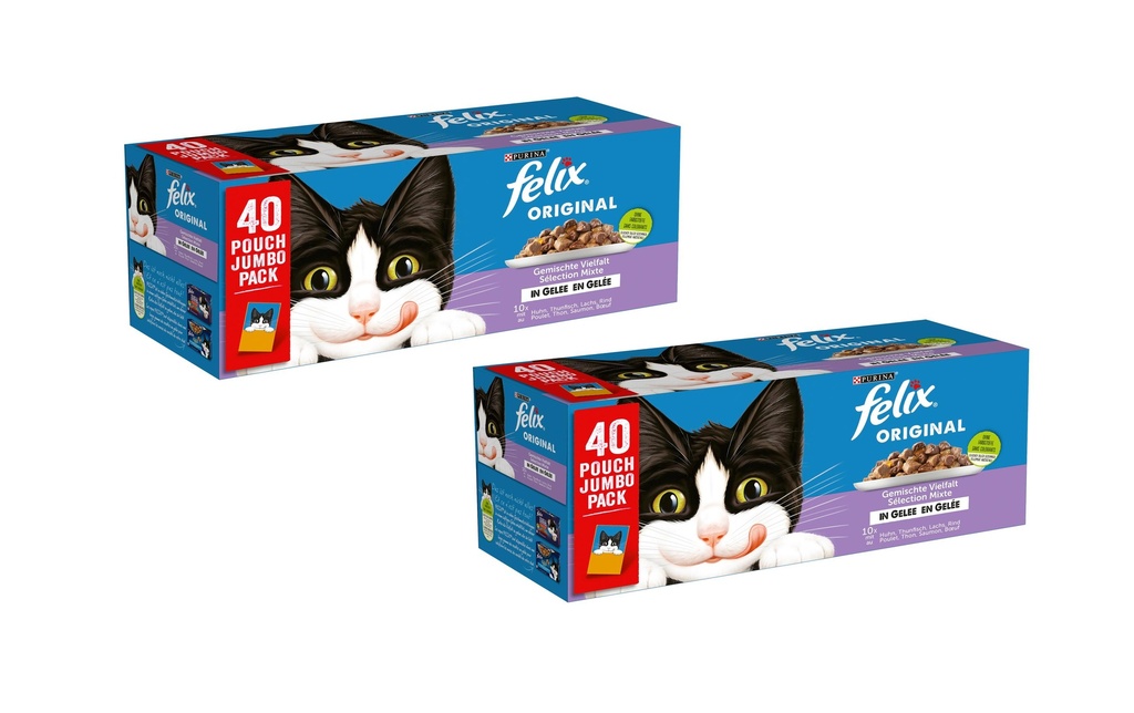 Felix Alimentation humide Viande et poisson en gelée, 2x 40 x 85 g