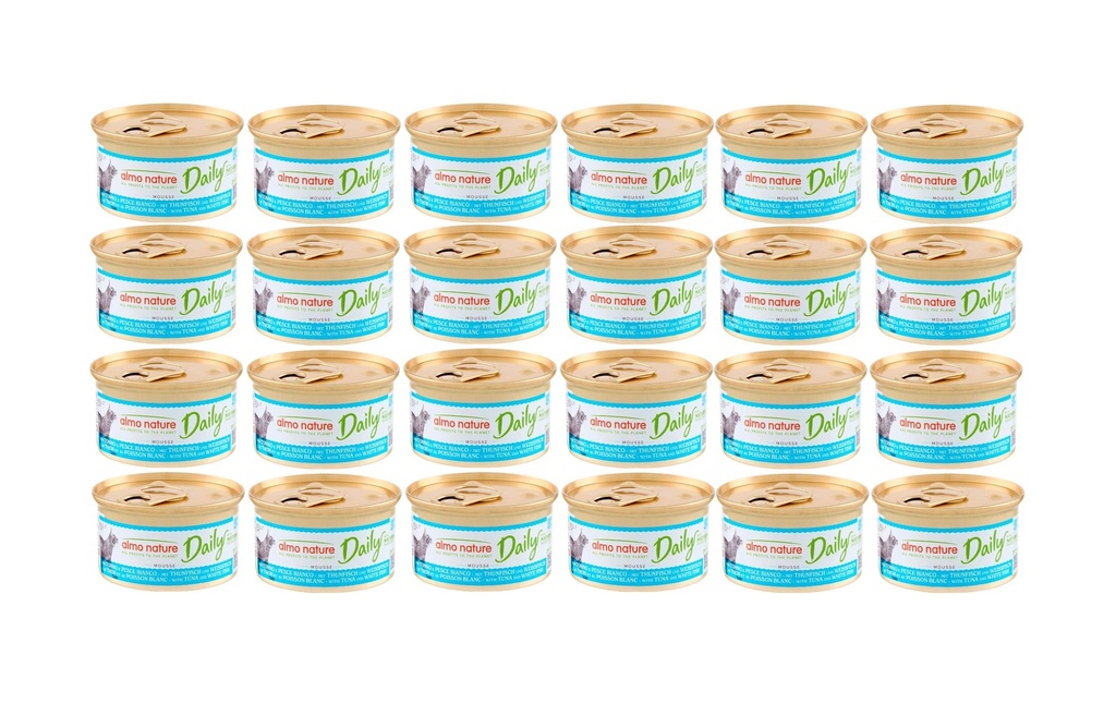 Almo Nature Alimentation humide Daily Mousse au thon et à la morue 24 x 85g