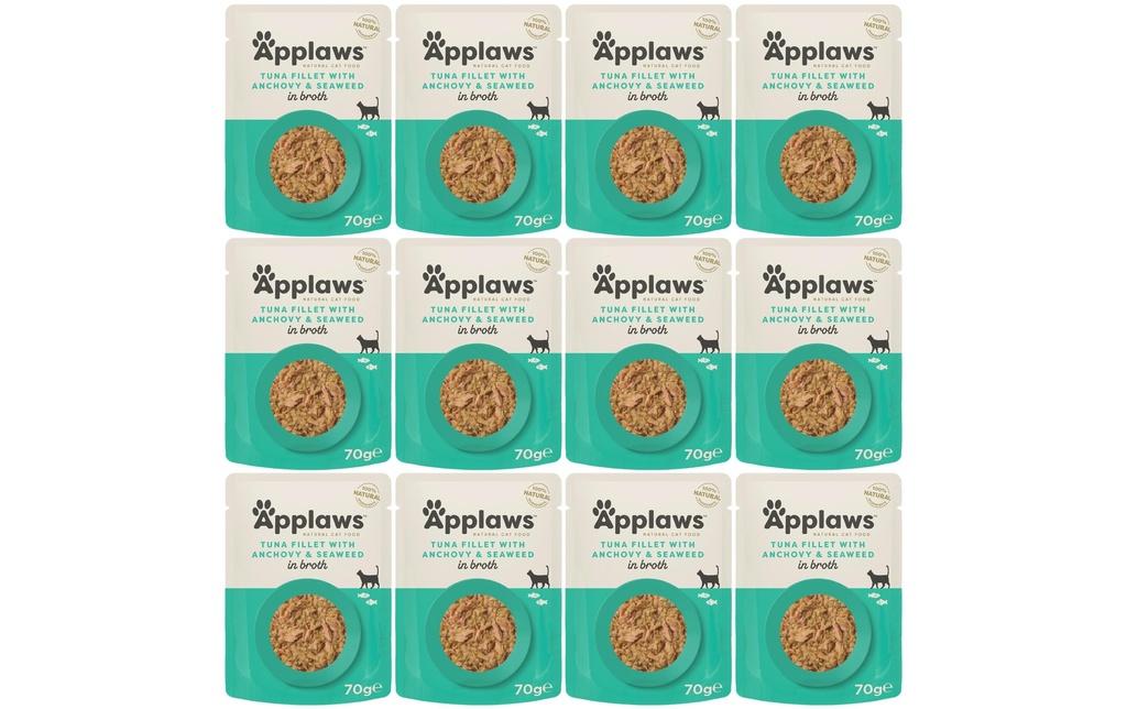 Applaws Alimentation humide Pouch thon & anchois, 12 x 70 g