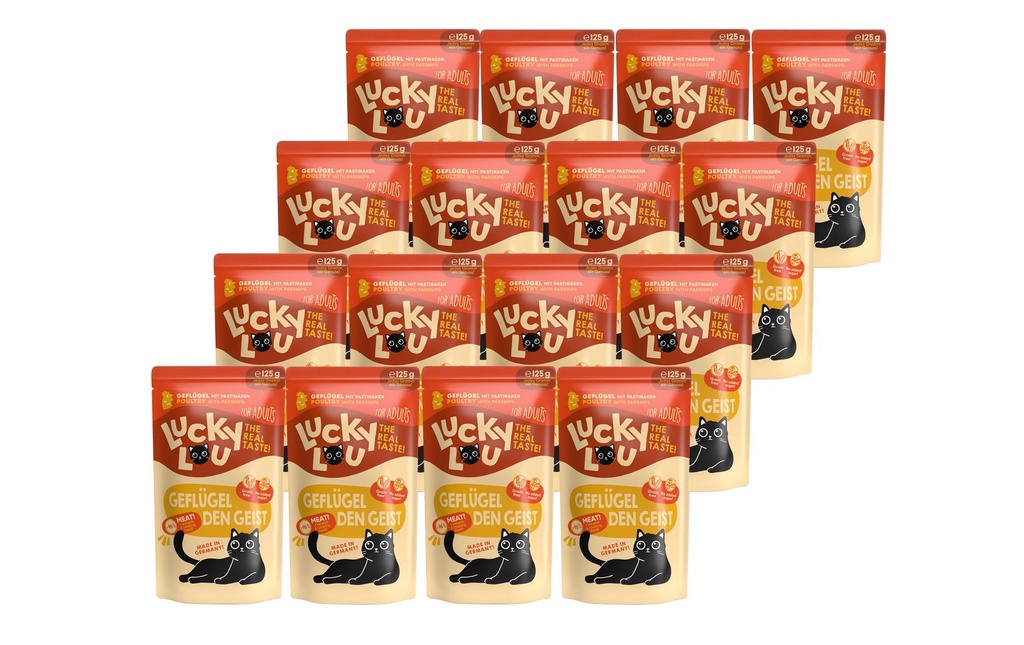 Lucky Lou Alimentation humide Lifestage Adult Volaille, 16 x 125 g
