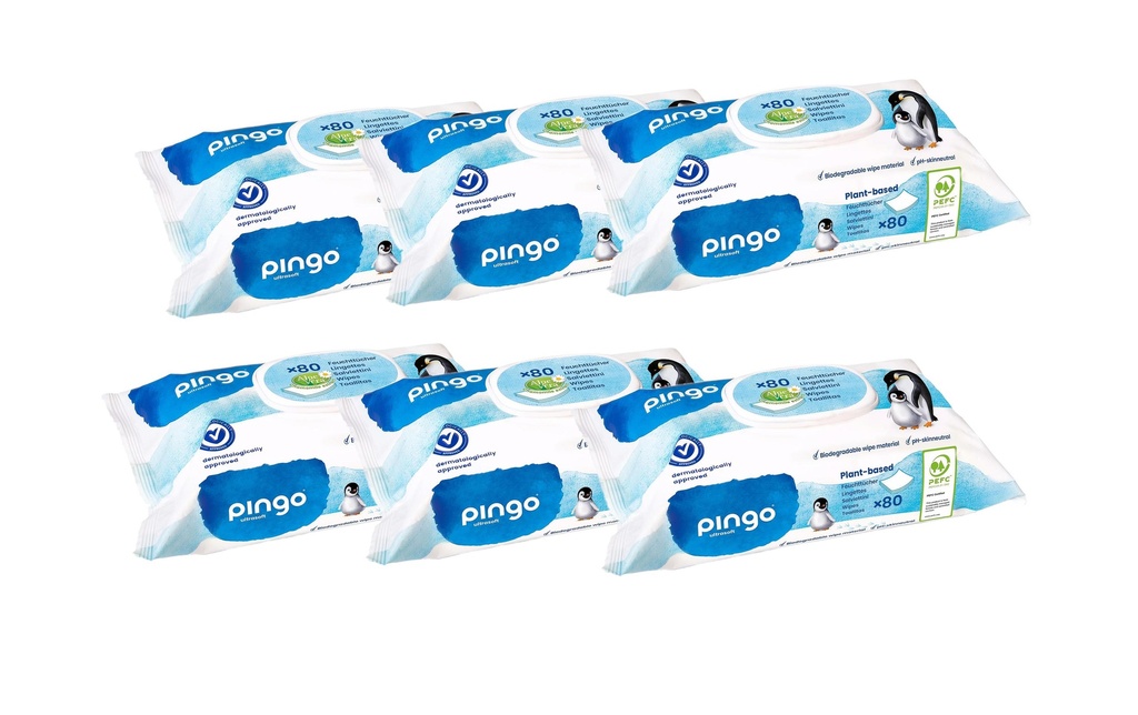 Pingo Lingettes humides Aloe Vera 6 x 80 pièces