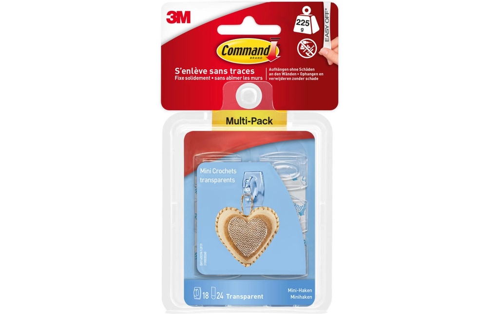 Command Command mini-crochet capacité de charge 225g transparent