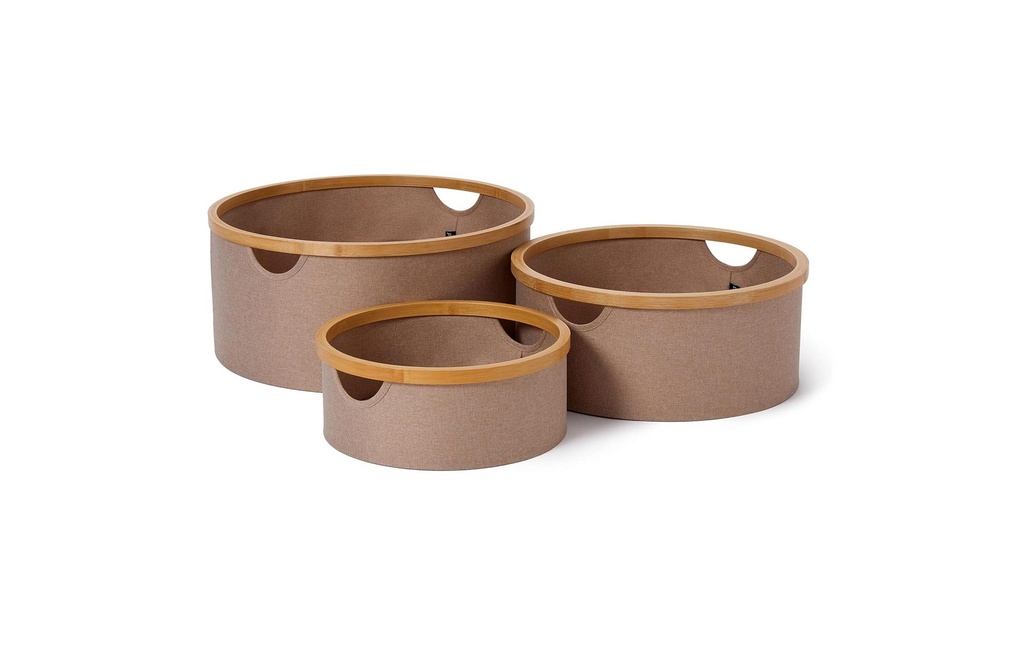 Lumaland Boîte de rangement rond 3 pièces, Taupe