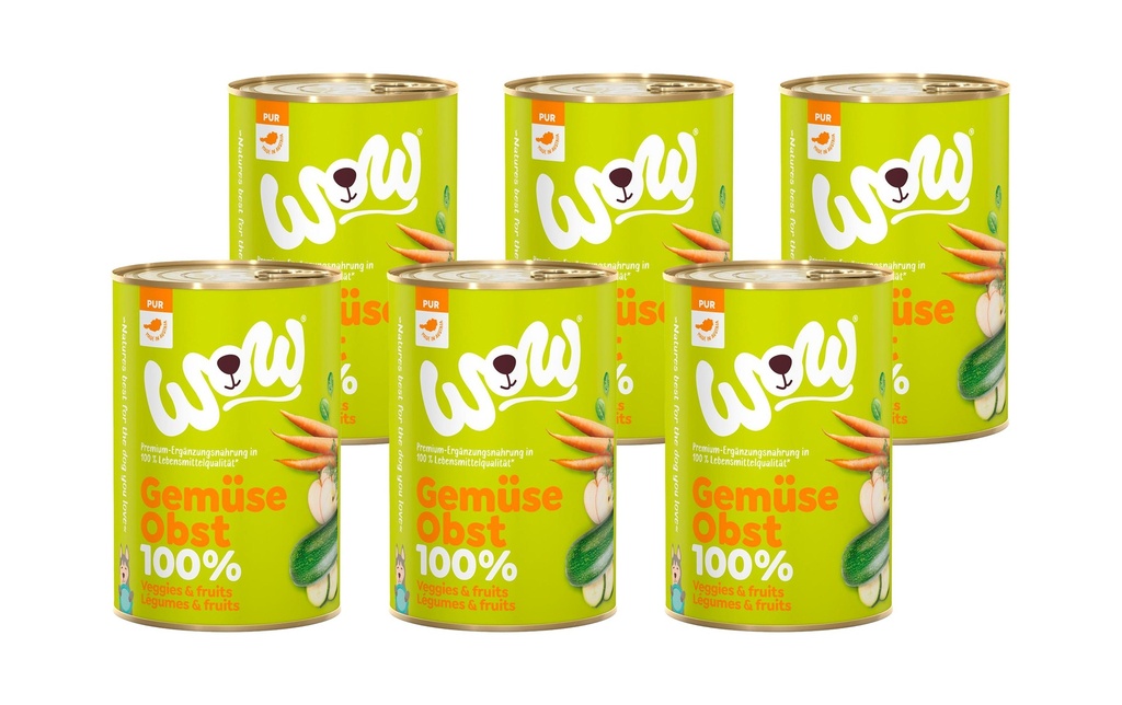 WOW Alimentation humide 100% légumes & fruits, 6 x 400 g