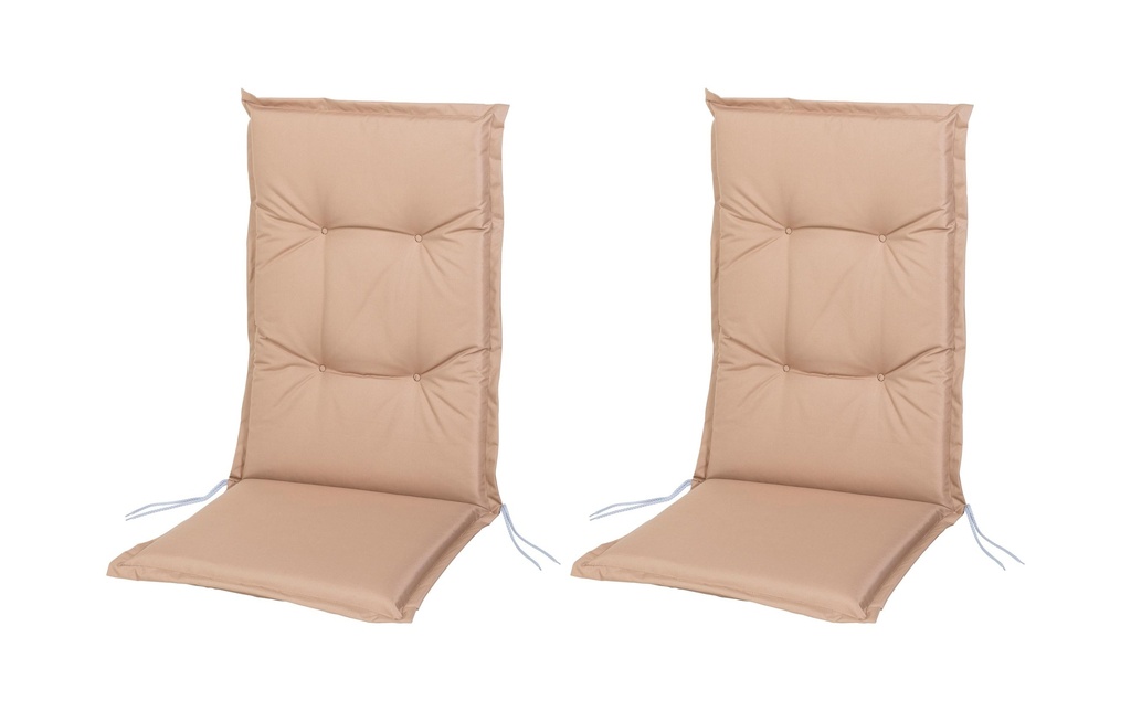 COCON Coussin de chaise à haut dossier Outdoor 118 x 50 cm, Beige, Lot de 2