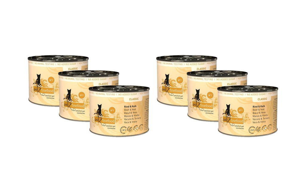 catz finefood Alimentation humide No.07 Bœuf & veau, 6 x 200 g
