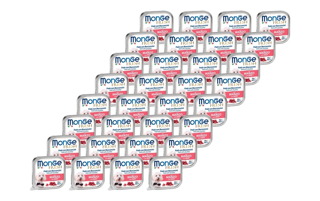 Monge Alimentation humide Fresh Pâté Bœuf, 32 x 100 g