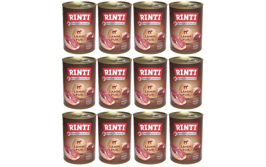 Rinti Alimentation humide Singlefleisch Boîte Agneau Pur, 12 x 400 g