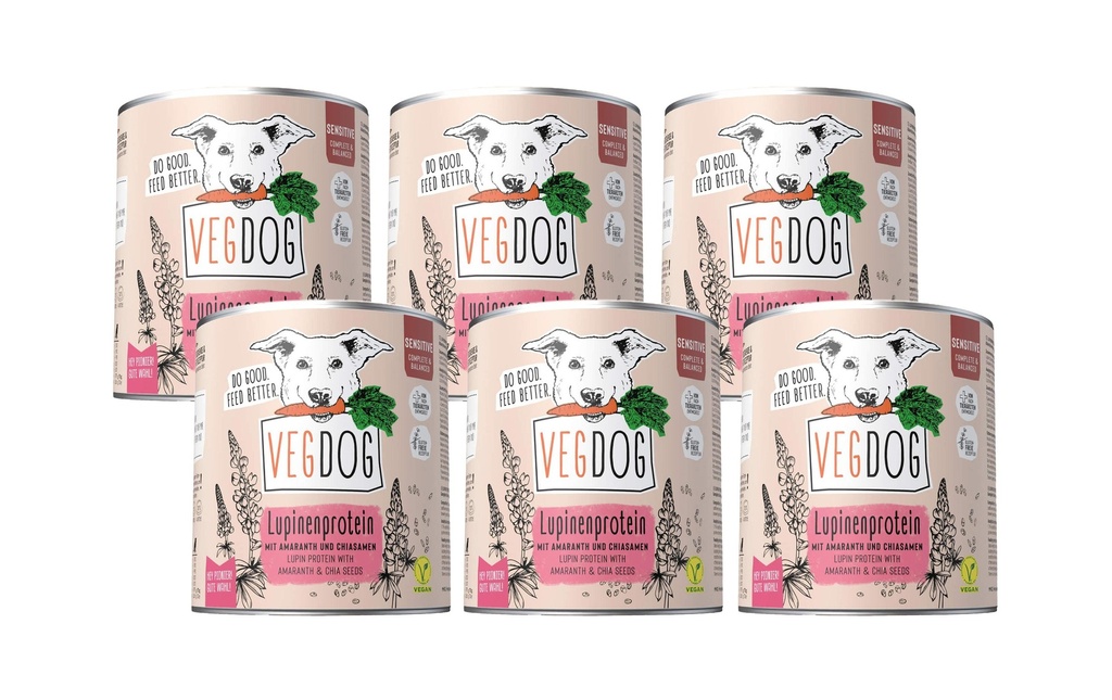 Vegdog Alimentation humide Protéine de lupin sensible, 6 x 800g