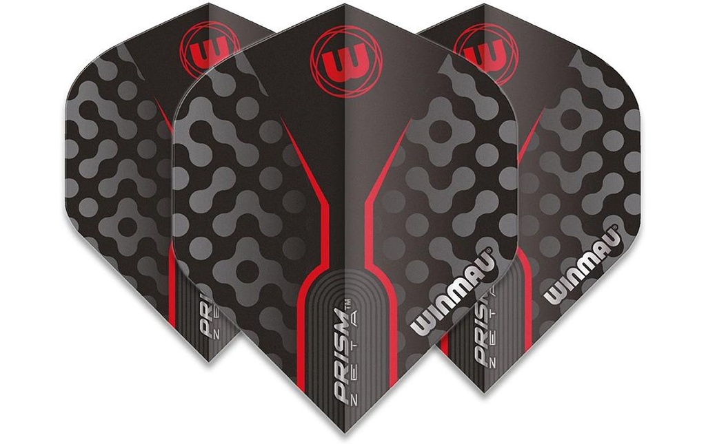 Winmau Dartflight Prism Zeta, Noir / rouge, 3 pièces
