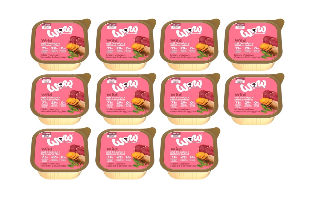 WOW Alimentation humide Adult Wild Barquette, 11 x 150 g