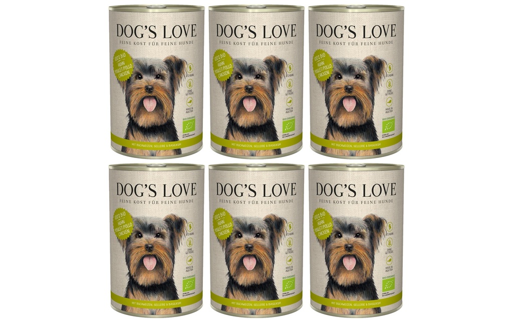 Dog's Love Alimentation humide BIO Adulte poulet, 6 x 400 g