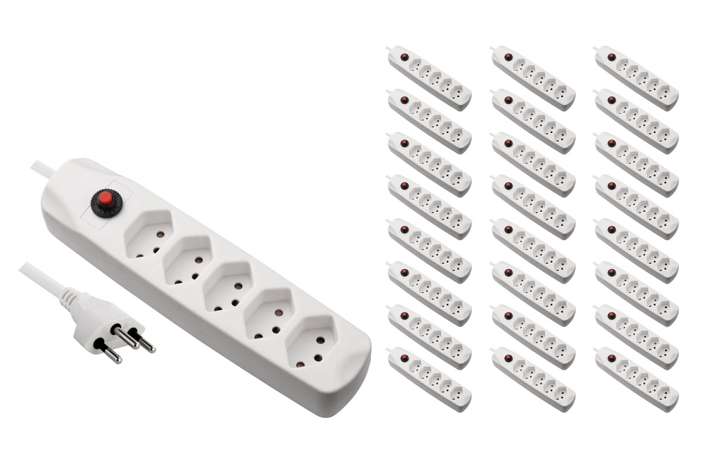 FURBER.power Bloc multiprises avec protection contre les surcharges 5x T13, 5 pièces, blanc