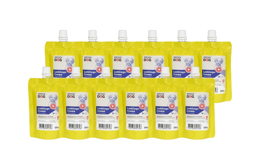 naturaDog Crème préférée au poulet multipack, 12 x 100 g