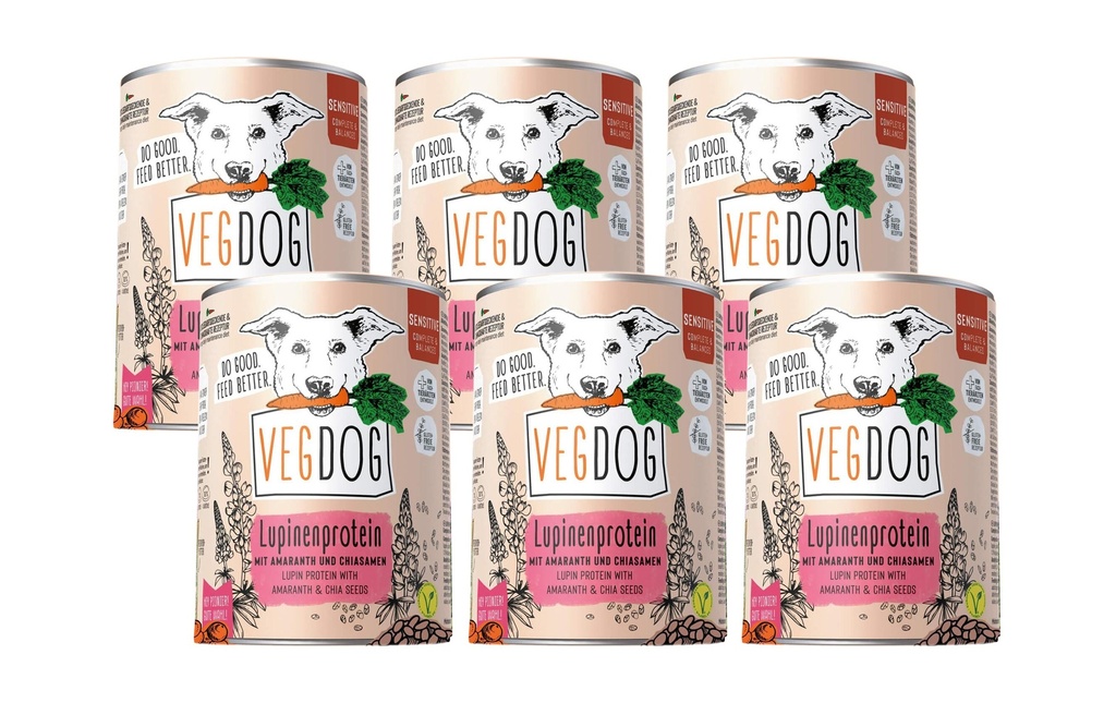 Vegdog Alimentation humide Protéine de lupin sensible, 6 x 400g