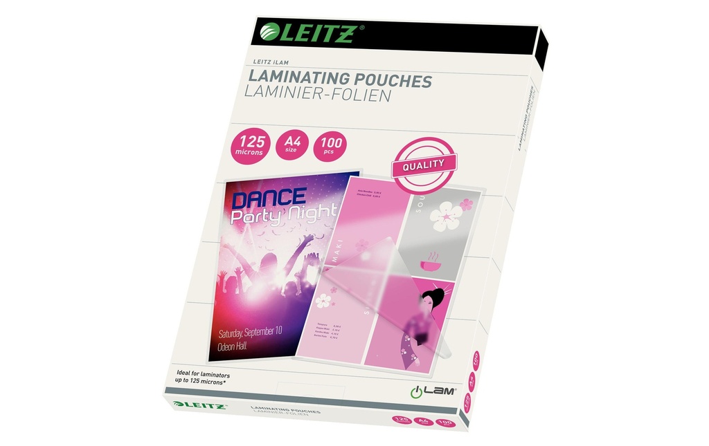 LEITZ Poches laminer A4 125 Micron (100 pces)