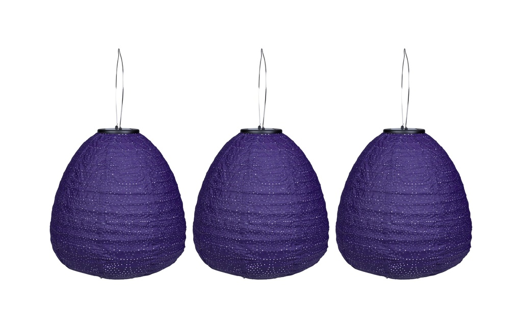 COCON Lampion LED Dôme solaire, Violet foncé, 3 pièces