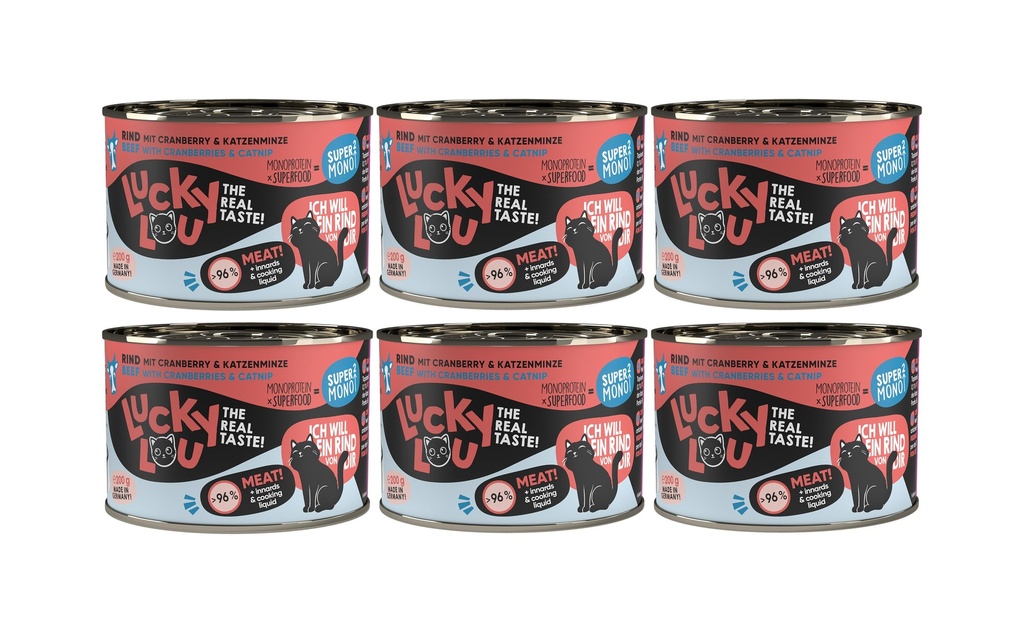 Lucky Lou Alimentation humide SuperMono Bœuf, 6 x 200 g