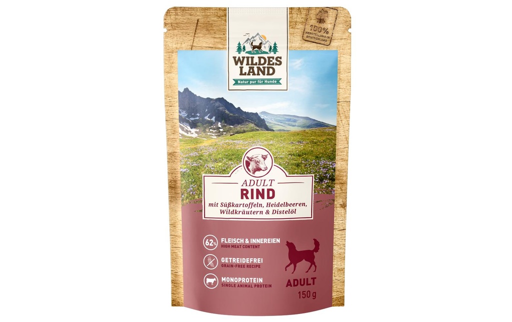 Wildes Land Alimentation humide Bœuf aux patates douces & myrtilles 8 x 150 g