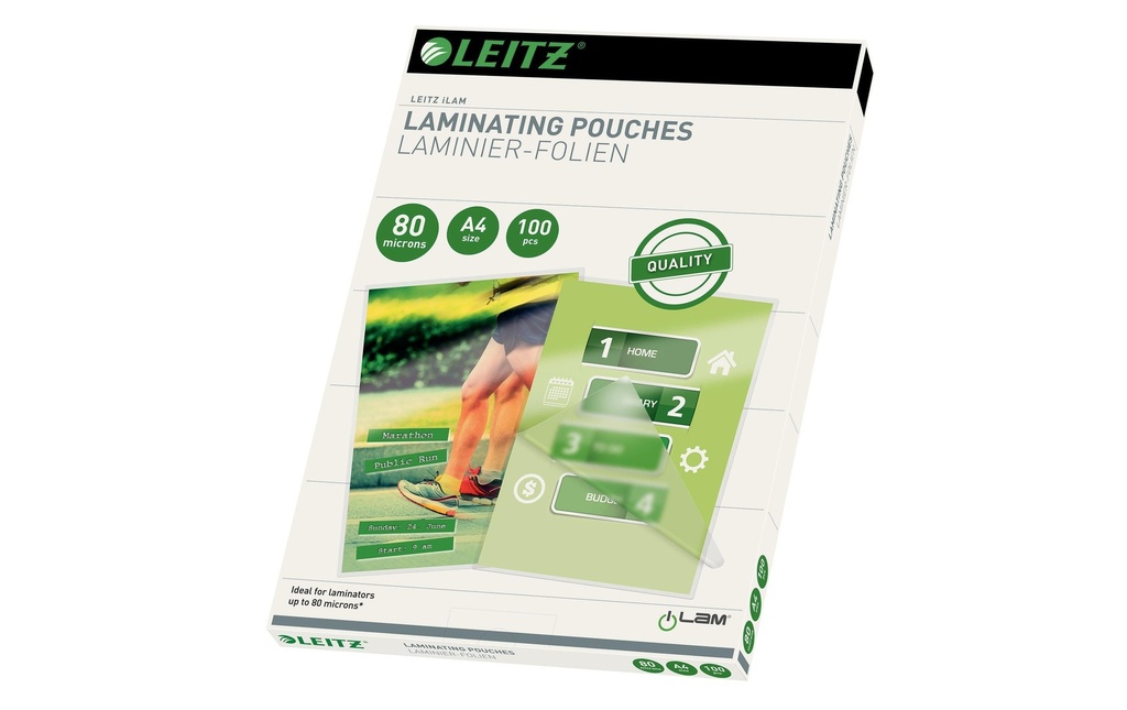 LEITZ Poches laminer A4 80 Micron (100 pces)