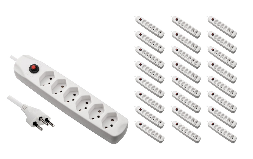 FURBER.power Bloc multiprises avec protection contre les surcharges 6x T13, 25 pièces, blanc