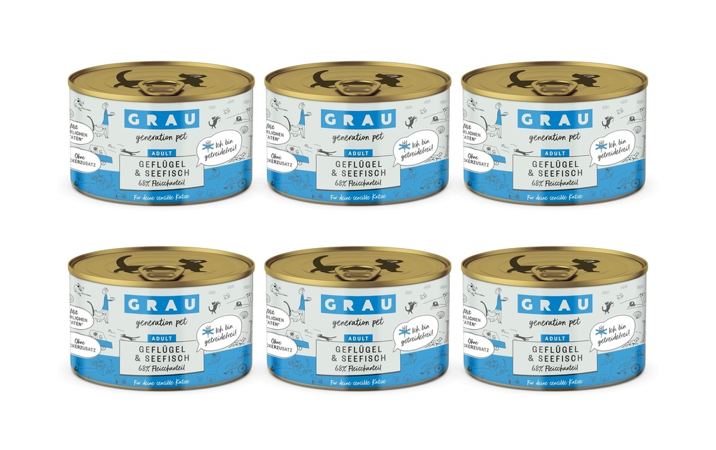 Grau Alimentation humide Volaille et poisson de mer 6 x 200 g
