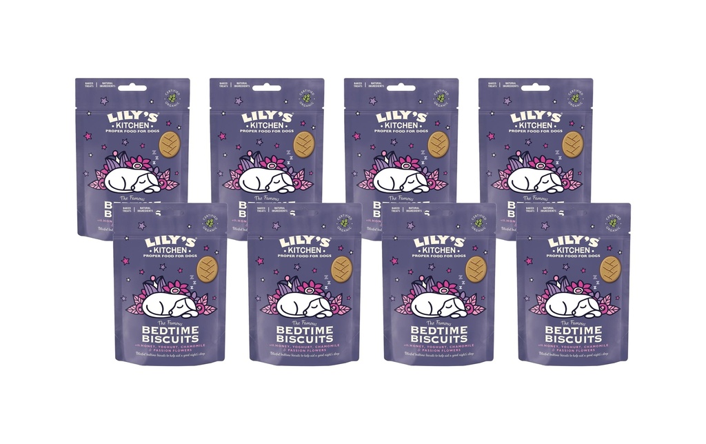 Lily's Kitchen Friandise Bio Bedtime Biscuits, Miel/Yaourt, 8 x 80 g