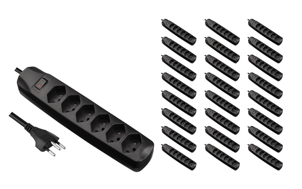 FURBER.power Bloc multiprises 6x T13 avec interrupteur, 25 pièces