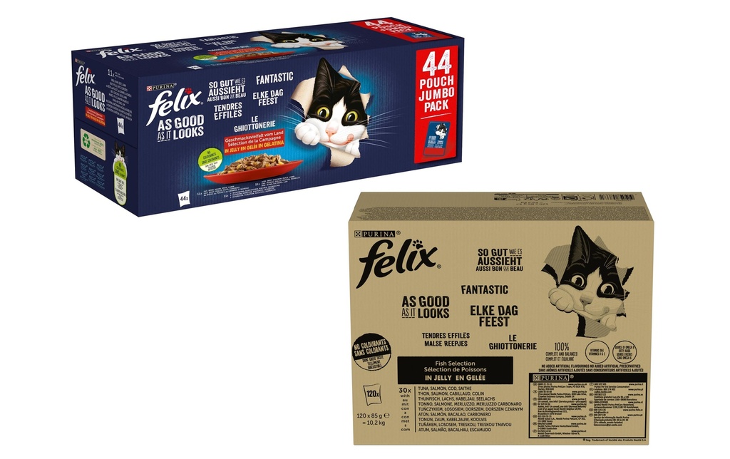 Felix Alimentation humide Kit AGAIL sélection de viande+ poisson, 120 + 44 x 85g