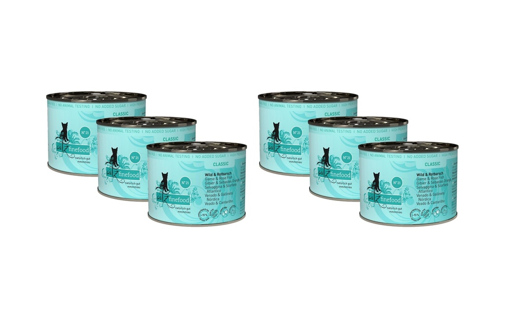 catz finefood Alimentation humide No.21 Gibier & sébaste, 6 x 200 g