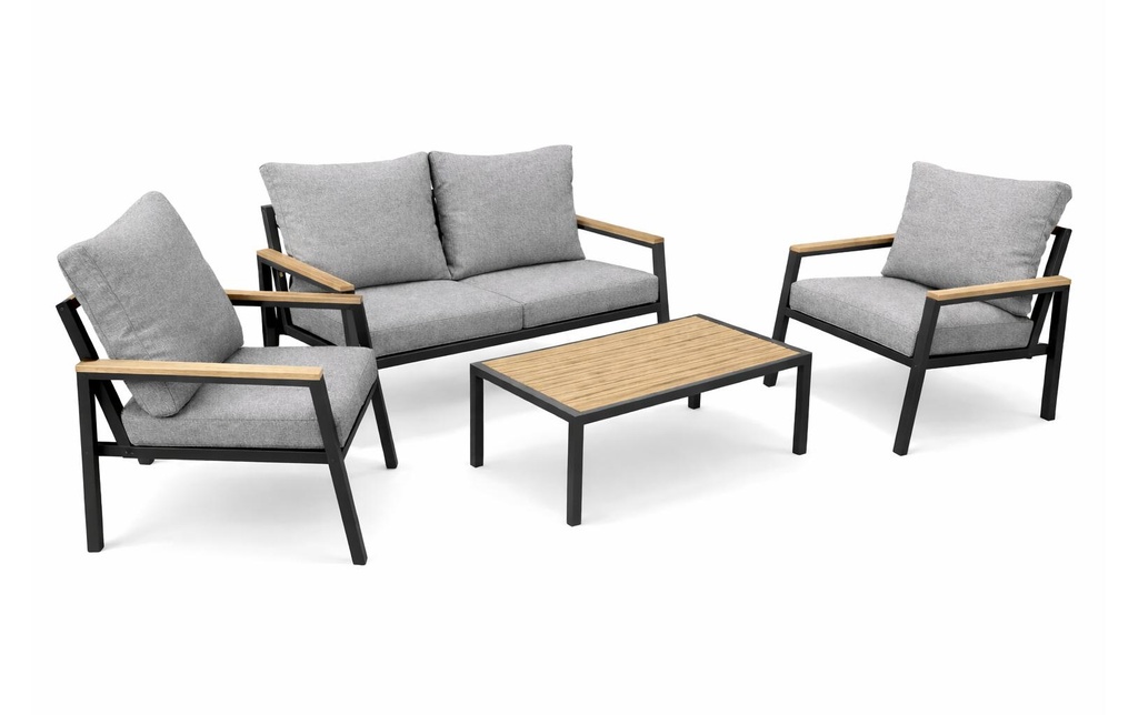 COCON Mobilier lounge Caviano, Noir/Beige/Gris,  4 places assises