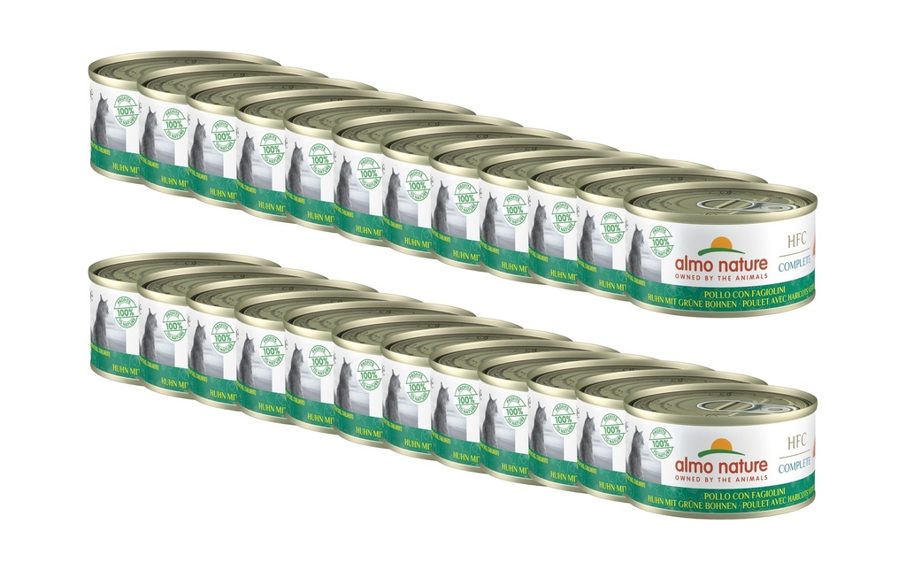 Almo Nature Alimentation humide HFC Complete poulet aux haricots verts, 24 x 70 g